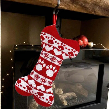 KX4B 3D κάλτσες σε σχήμα οστού σκύλου Χριστουγεννιάτικες κάλτσες Τσάντες δώρου και περιποίησης Χριστουγεννιάτικες κρεμαστές κάλτσες για διακόσμηση σπιτιού