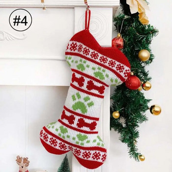 KX4B 3D чорап с форма на кучешка кост Коледни чорапи Чанти за подаръци и лакомства Коледни висящи чорапи за декорация на дома