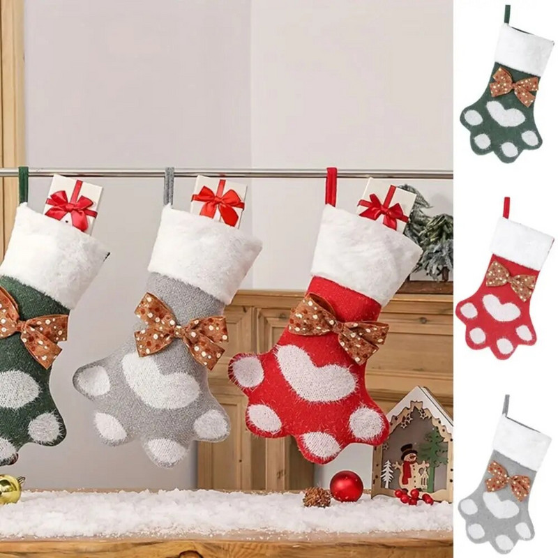 Kreativne pseće kandže Pletene čarape Božićno drvce Privjesak Božićni ukrasi Poklon vrećica