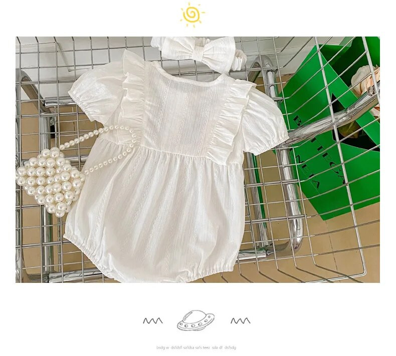 5239B korejiešu meitenes bodijs 2023. gada vasarā, jauns kokvilnas izšūts viengabala apģērbs, 100 dienu apģērbs ballītēm ar galvas saiti