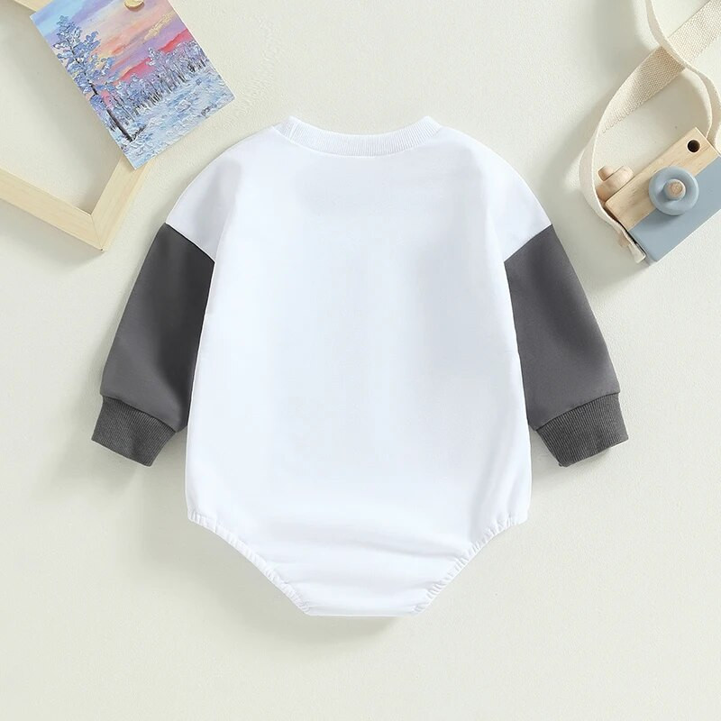 Jaundzimušie Zēni Zēni Meitenes Rudens Romperi Apģērbs Vēstuļu apdruka Garām piedurknēm Patchwork O veida kakla Džemperi Kombinezoni Kombinezoni Kostīms