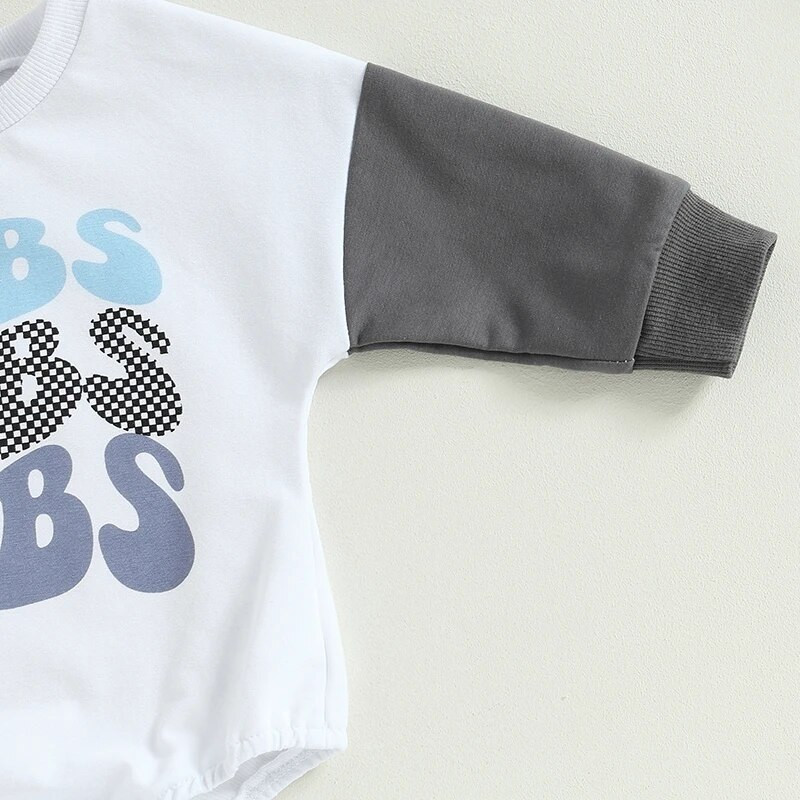 Jaundzimušie Zēni Zēni Meitenes Rudens Romperi Apģērbs Vēstuļu apdruka Garām piedurknēm Patchwork O veida kakla Džemperi Kombinezoni Kombinezoni Kostīms