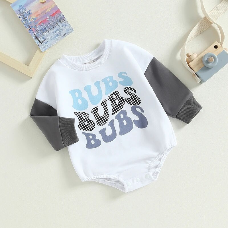 Jaundzimušie Zēni Zēni Meitenes Rudens Romperi Apģērbs Vēstuļu apdruka Garām piedurknēm Patchwork O veida kakla Džemperi Kombinezoni Kombinezoni Kostīms