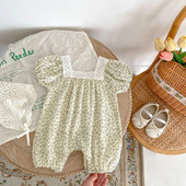 5924B Babaruha 2023 Nyáron Új divat Csipke virágos, négyzet alakú galléros, lány kombiné, édes, szép egyrészes ruhák