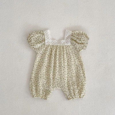 5924B Babaruha 2023 Nyáron Új divat Csipke virágos, négyzet alakú galléros, lány kombiné, édes, szép egyrészes ruhák