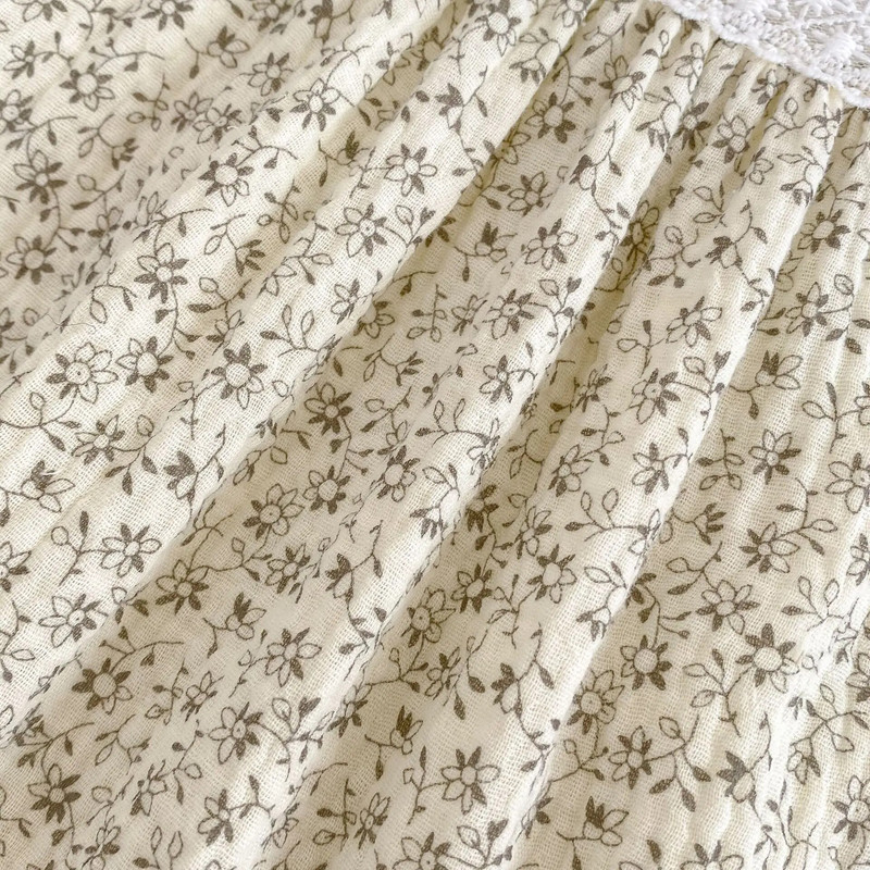 5924B Babaruha 2023 Nyáron Új divat Csipke virágos, négyzet alakú galléros, lány kombiné, édes, szép egyrészes ruhák