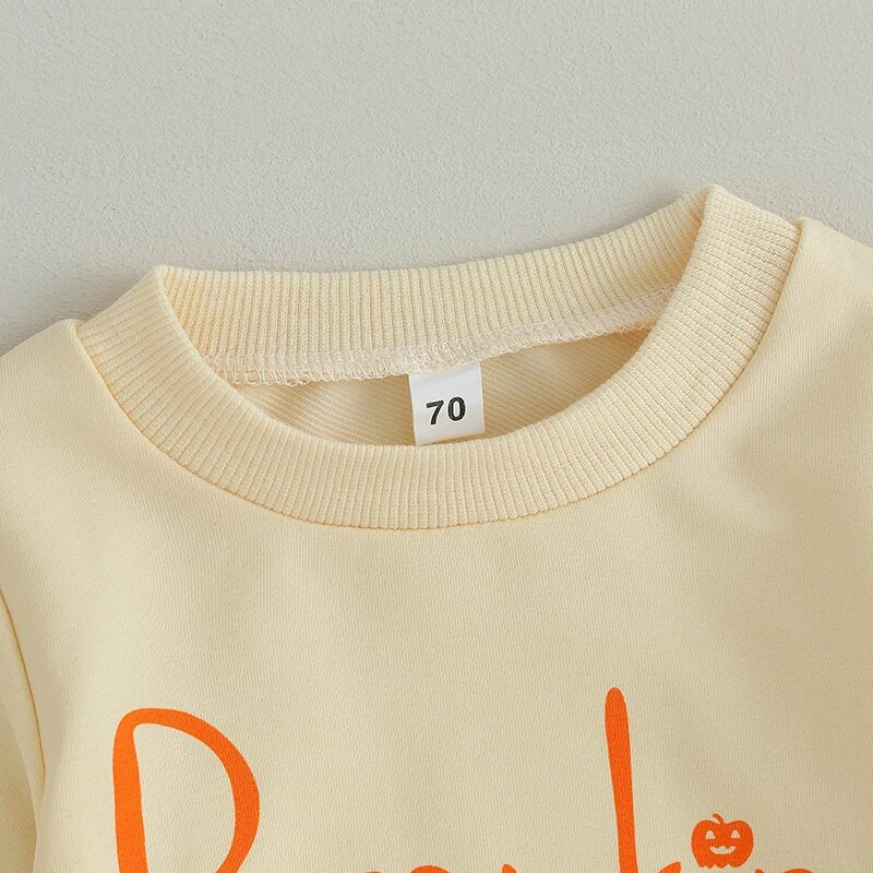 Kompleti odjeće za novorođenčad za djevojčice za noć vještica, male, dječje majice s printom slova Rebraste široke duge hlače Blagdanska ležerna odjeća