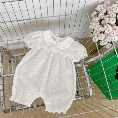 5183B jaundzimušo meiteņu kombinezons 2023. gada vasarā, jauns, vienkāršs, elpojošs, viengabala apģērbs, mežģīņu apkakles kāpšanas apģērbs