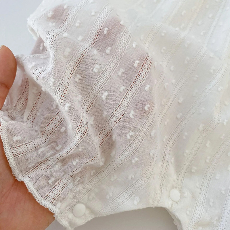 5183B jaundzimušo meiteņu kombinezons 2023. gada vasarā, jauns, vienkāršs, elpojošs, viengabala apģērbs, mežģīņu apkakles kāpšanas apģērbs