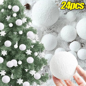 6/24 kom Okrugle bijele božićne kuglice Ukrasi Božićno drvce Viseći privjesak Snježna gruda pjene Pribor za uređenje doma za novogodišnju zabavu