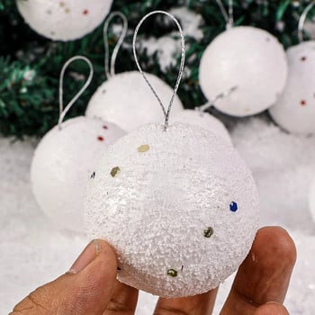 6/24 τμχ Στρογγυλές λευκές χριστουγεννιάτικες μπάλες στολίδια Χριστουγεννιάτικο δέντρο κρεμαστό μενταγιόν αφρός χιονόμπαλας Πρωτοχρονιάτικο πάρτι προμήθειες διακόσμησης σπιτιού