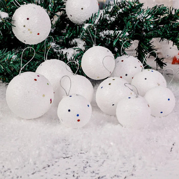 6/24 τμχ Στρογγυλές λευκές χριστουγεννιάτικες μπάλες στολίδια Χριστουγεννιάτικο δέντρο κρεμαστό μενταγιόν αφρός χιονόμπαλας Πρωτοχρονιάτικο πάρτι προμήθειες διακόσμησης σπιτιού