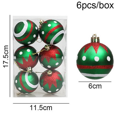 Galvanizirani božićni ukrasi u kutiji od 6 cm, 6/9 kom božićno drvce DIY dekoracija Navidad Nova godina 2024. Dekoracija doma
