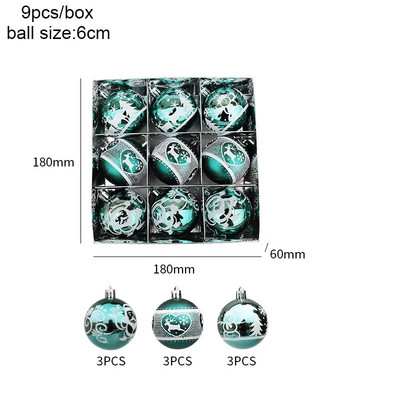 Galvanizirani božićni ukrasi u kutiji od 6 cm, 6/9 kom božićno drvce DIY dekoracija Navidad Nova godina 2024. Dekoracija doma