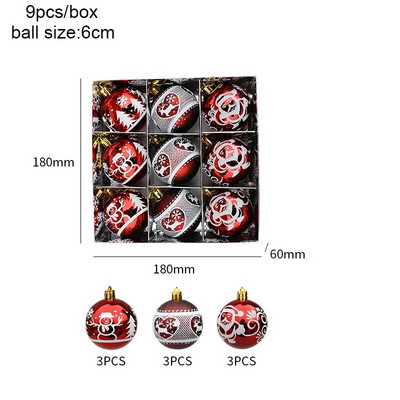 Galvanizirani božićni ukrasi u kutiji od 6 cm, 6/9 kom božićno drvce DIY dekoracija Navidad Nova godina 2024. Dekoracija doma