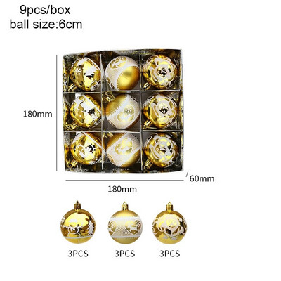 Galvanizirani božićni ukrasi u kutiji od 6 cm, 6/9 kom božićno drvce DIY dekoracija Navidad Nova godina 2024. Dekoracija doma