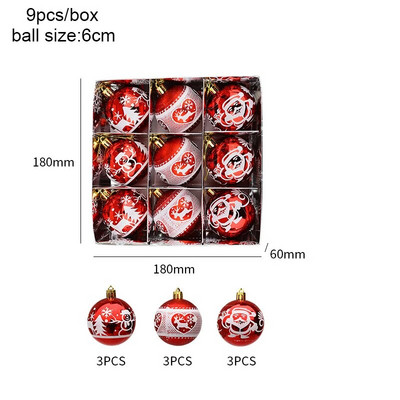 Galvanizirani božićni ukrasi u kutiji od 6 cm, 6/9 kom božićno drvce DIY dekoracija Navidad Nova godina 2024. Dekoracija doma