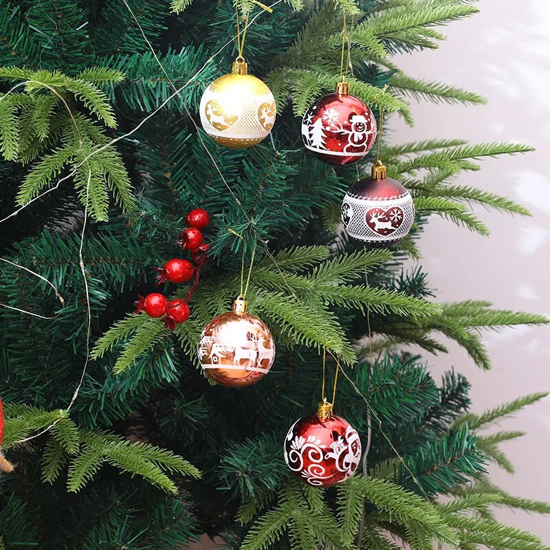 Galvanizirani božićni ukrasi u kutiji od 6 cm, 6/9 kom božićno drvce DIY dekoracija Navidad Nova godina 2024. Dekoracija doma