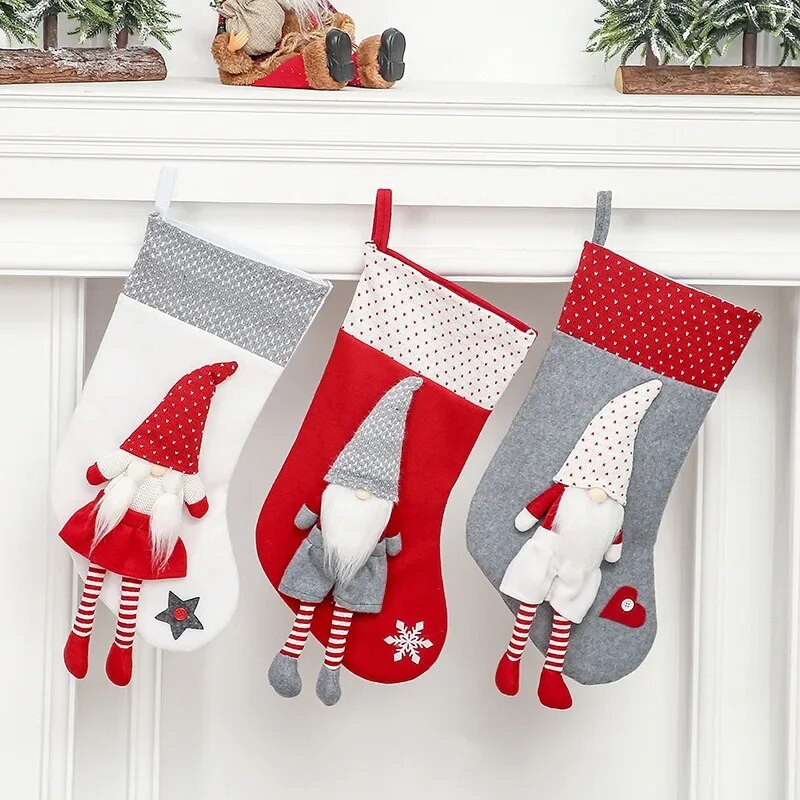 Božićni ukrasi u nordijskom stilu Božićni privjesak Patuljak Starac bez lica 2023 Nove božićne čarape Poklon torba