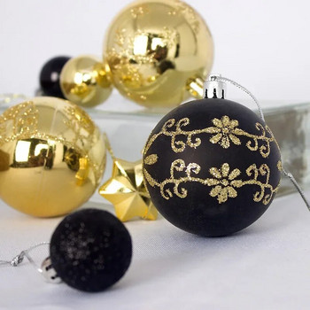 44 бр. коледни топки 3-6 см рисувани топки за коледно дърво с висящи въжета за декорация на коледно парти