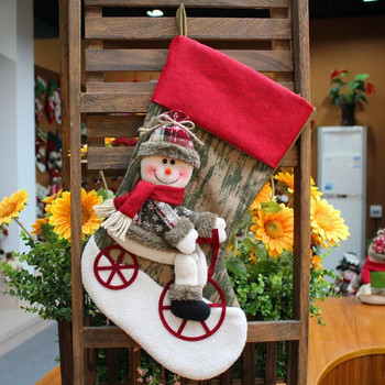 Коледни чорапи и държачи за подаръци в европейски стил с дизайн на Дядо Коледа и елени Празнични декоративни бонбони чорапи
