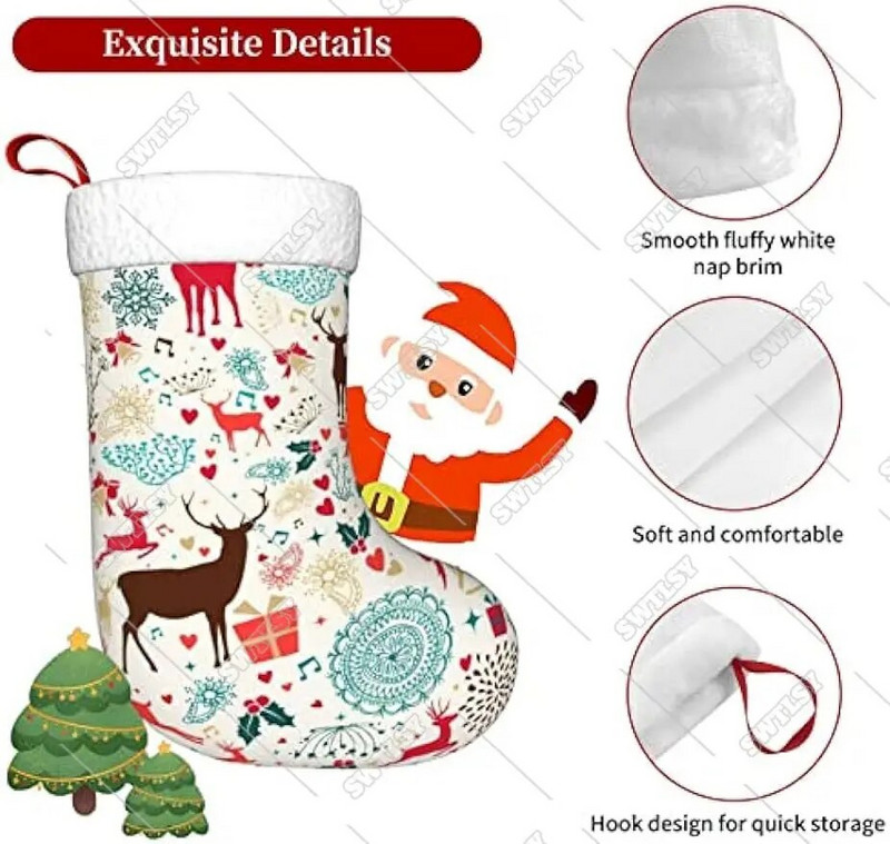 Ziemassvētku zeķes ir pārsteiguma dāvana bērniem, un tās ir dekorētas, lai apmierinātu Ziemassvētku atnākšanu