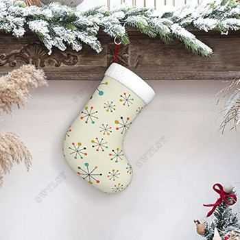 Коледни чорапи с абстрактен геометричен модел от средата на века Коледни чорапи за украса на коледно парти