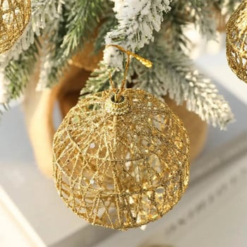 6 τμχ/σετ Χριστουγεννιάτικο δέντρο με χρυσό στολίδι για πάρτι Χρυσή Χριστουγεννιάτικη μπάλα 2023 Πρωτοχρονιάτικη Χριστουγεννιάτικη διακόσμηση