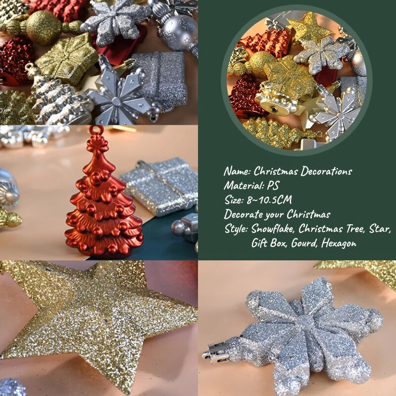 6db/szett Karácsonyi karácsonyfa aranygömb buli dísz dekoráció Arany karácsonyi bál 2023 újévi karácsonyi dekoráció