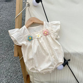 5813B Odjeća za novorođene djevojčice Novo ljeto 2023. Jednodijelna odjeća za djevojčice s tankim cvijećem 100-dnevna odjeća za penjanje princeze