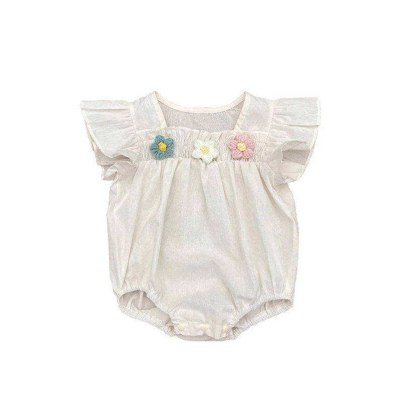 5813B Odjeća za novorođene djevojčice Novo ljeto 2023. Jednodijelna odjeća za djevojčice s tankim cvijećem 100-dnevna odjeća za penjanje princeze