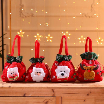 Коледни креативни стикери Торбичка за бонбони Червена фланелена торбичка за ябълки Снежинка Торбичка за бонбони Коледна елха Висулка коледни чорапи