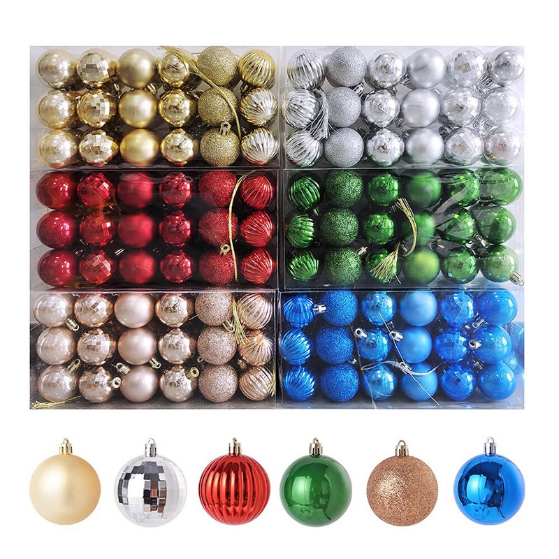 4cm 36gab Krāsaini Ziemassvētku balles rotājumi Zelta sudraba Krāsa Plastmasas X-Mas Tree Ball dekors DIY ballīšu dekorēšanas piederumiem