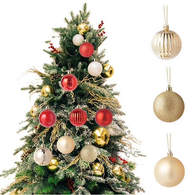 4cm 36gab Krāsaini Ziemassvētku balles rotājumi Zelta sudraba Krāsa Plastmasas X-Mas Tree Ball dekors DIY ballīšu dekorēšanas piederumiem