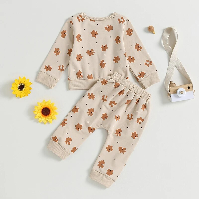 Imikud, väikelapsed, lapsed, poisid, tüdrukud, sügistalvised rõivad, pikkade varrukatega, graafilise trükiga O-kaelusega kampsunid, püksid, vabaajarõivaste komplektid