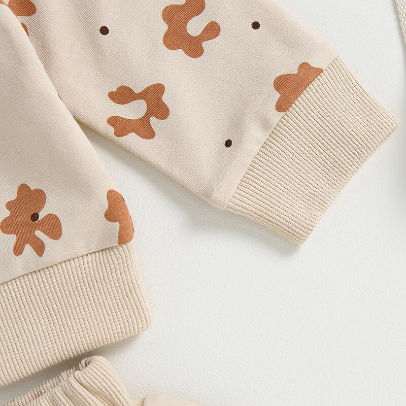 Imikud, väikelapsed, lapsed, poisid, tüdrukud, sügistalvised rõivad, pikkade varrukatega, graafilise trükiga O-kaelusega kampsunid, püksid, vabaajarõivaste komplektid