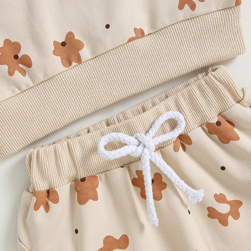 Imikud, väikelapsed, lapsed, poisid, tüdrukud, sügistalvised rõivad, pikkade varrukatega, graafilise trükiga O-kaelusega kampsunid, püksid, vabaajarõivaste komplektid