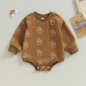 Pavasara rudens Jaundzimušajiem Rotaļbikses Apģērbi maziem bērniem Zēniem Zēniem Meitenēm Žestu apdruka ar garām piedurknēm Džemperi Džemperi Kombinezoni Spēļu tērpi