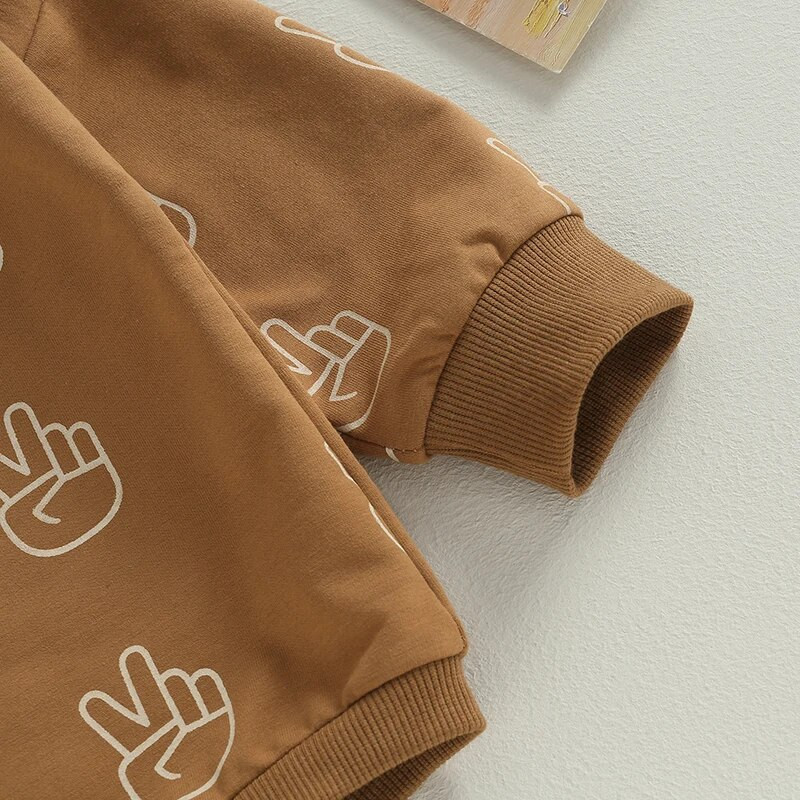 Pavasara rudens Jaundzimušajiem Rotaļbikses Apģērbi maziem bērniem Zēniem Zēniem Meitenēm Žestu apdruka ar garām piedurknēm Džemperi Džemperi Kombinezoni Spēļu tērpi