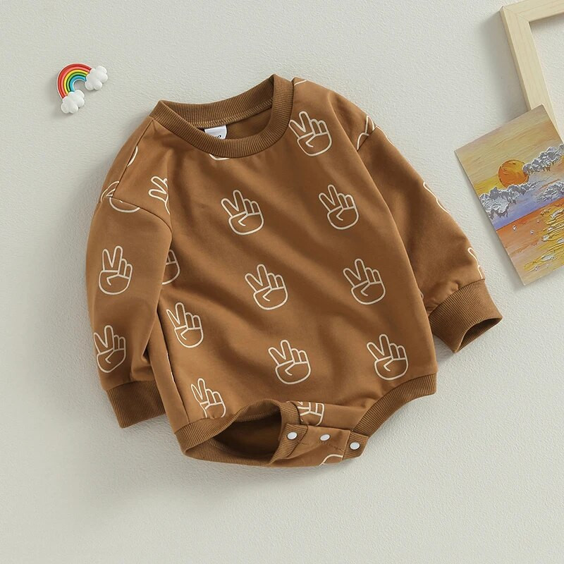 Pavasara rudens Jaundzimušajiem Rotaļbikses Apģērbi maziem bērniem Zēniem Zēniem Meitenēm Žestu apdruka ar garām piedurknēm Džemperi Džemperi Kombinezoni Spēļu tērpi