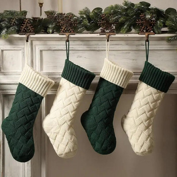 Коледни чорапи Големи плетени завеси за камина Чорапи Ръчно изработена чанта за подарък Коледен семеен декор декорация на дома