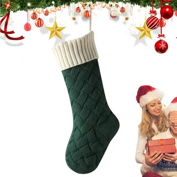 Коледни чорапи Големи плетени завеси за камина Чорапи Ръчно изработена чанта за подарък Коледен семеен декор декорация на дома