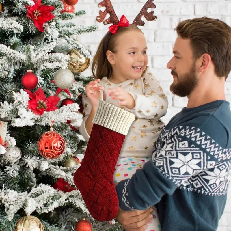 Božićne čarape Velike pletene zavjese za kamin Čarape Ručno izrađena torba za držanje darova Božićni obiteljski dekor kućni dekor