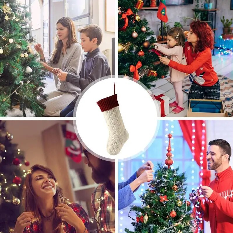 Božićne čarape Velike pletene zavjese za kamin Čarape Ručno izrađena torba za držanje darova Božićni obiteljski dekor kućni dekor