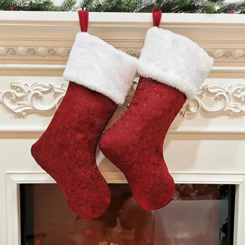 Висококачествен коледен чорап Празничен плетен коледен чорап Подаръчна торбичка Плюшен капацитет Поставка за бонбони с за многократна употреба за Коледа