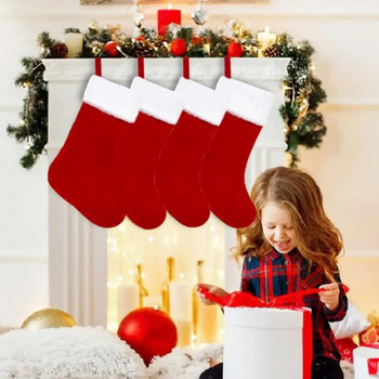 Висококачествен коледен чорап Празничен плетен коледен чорап Подаръчна торбичка Плюшен капацитет Поставка за бонбони с за многократна употреба за Коледа