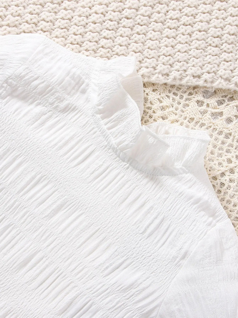 2-dijelna modna haljina za djevojčice za proljeće i jesen, slatka, udobna, bijela haljina s mašnom u stranom stilu, dugih rukava, crnih naramenica