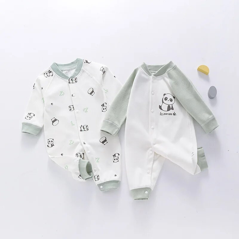 Unisex zīdaiņu rombiņas ar garām piedurknēm mazuļu drēbes jaundzimušā zēna meitenei 100% kokvilnas multfilmas pidžamas viengabala apģērbs