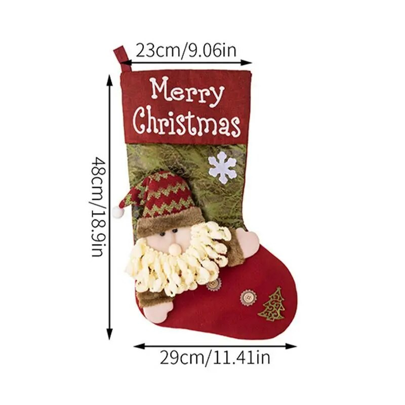 Ziemassvētku zeķes Lielas Ziemassvētku kārumu somas Filca svētku zeķes 18 collas sienas durvīm kāpnēm koks kamīna logam