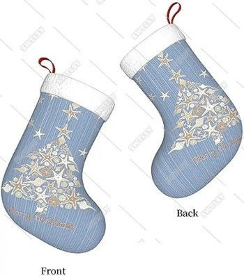 Χριστουγεννιάτικη κάλτσα Seashell Printed αναστρέψιμη χριστουγεννιάτικη κάλτσα, γοητευτική κάλτσα κάλτσα Μεγάλη χριστουγεννιάτικη κάλτσα Measures